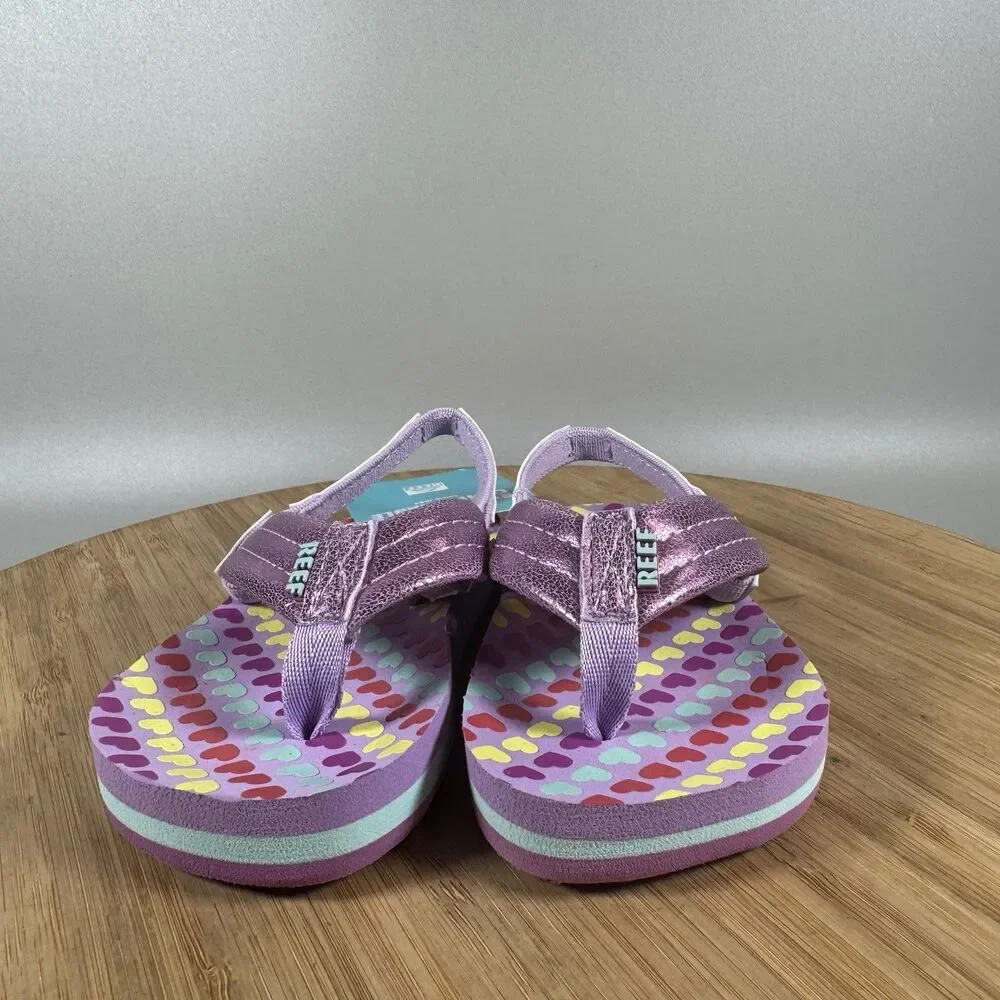 Reef Little‎ Ahi Sandals Purple Hearts Toddler Shoes Size 6 NWT